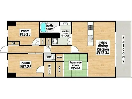 大阪ベイレジデンス(3LDK/11階)の間取り写真