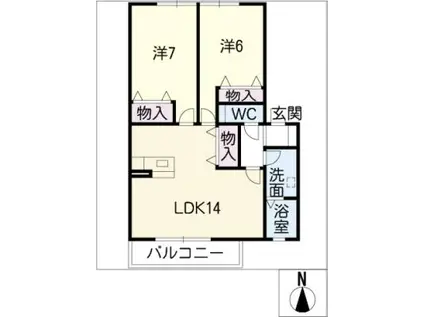 フェニックス(2LDK/2階)の間取り写真