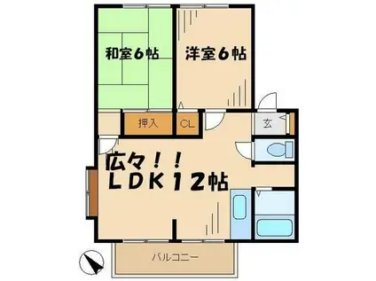 リバーサイドイトウⅡ(2LDK/1階)の間取り写真