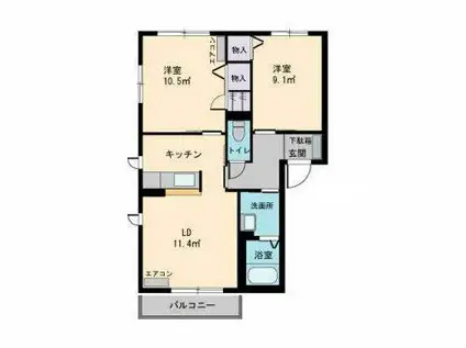 シャーメゾン藤A(2LDK/1階)の間取り写真