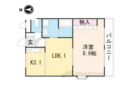 ベルメゾン(1LDK/2階)の間取り写真