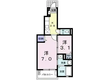 プレッソ ジール(1SK/1階)の間取り写真