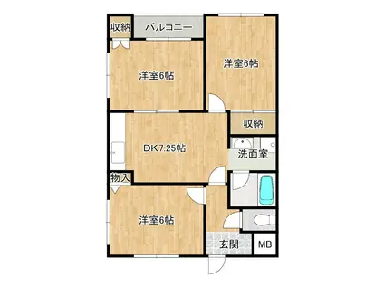 アマデウスVI(3DK/2階)の間取り写真