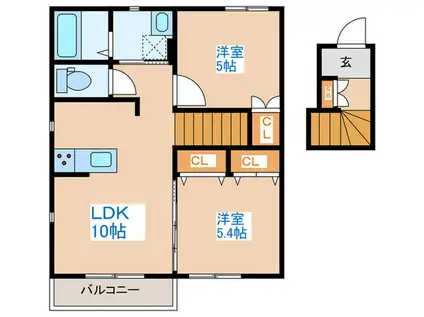 アンソレーユK(2LDK/2階)の間取り写真