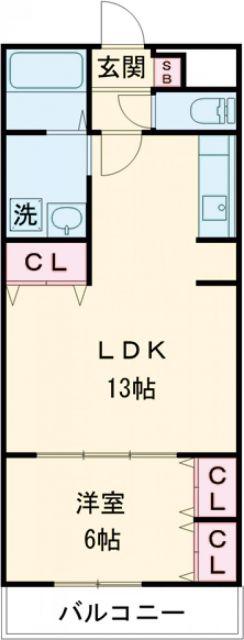 カレン橘(1LDK/4階)の間取り写真