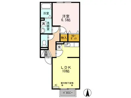 VILLAGEさくら(1LDK/2階)の間取り写真