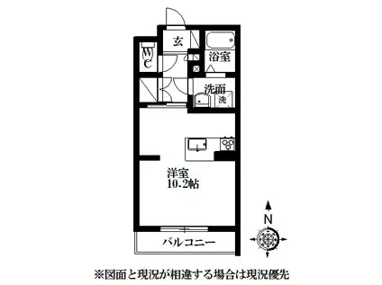 GRANDIR曳馬(1K/1階)の間取り写真