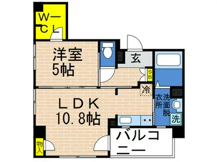 カサベルデみやこ(1LDK/8階)の間取り写真