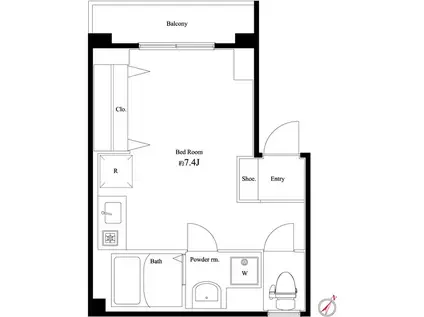 VEXA下目黒(ワンルーム/3階)の間取り写真