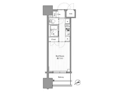 スペーシア梅屋敷(1K/2階)の間取り写真