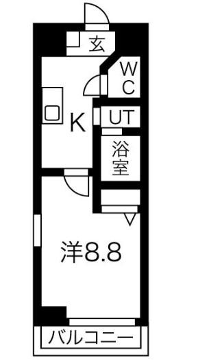 サンパティーク東片端(1K/10階)の間取り写真
