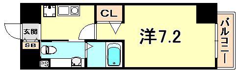 アロハ三宮(1K/2階)の間取り写真
