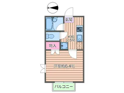 パルク・ステューディオA(1K/2階)の間取り写真