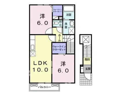 PAPAS A棟(2LDK/2階)の間取り写真