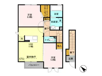 SUN HILL II(2LDK/2階)の間取り写真