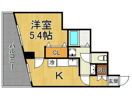 セビーヌ武庫之荘2番館(1K/2階)の間取り写真