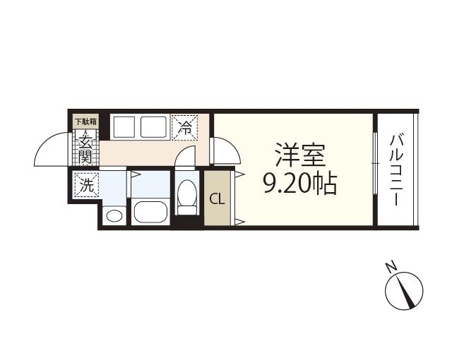 JRBハイツ矢賀駅前(1K/1階)の間取り写真