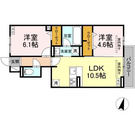 ウィット築地(2LDK/1階)の間取り写真