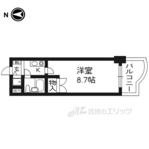 アクシルコート京都二条ウエスト(1K/6階)の間取り写真