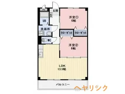 ラヴィアン新川(2LDK/1階)の間取り写真