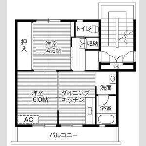 ビレッジハウス田町2号棟(2DK/5階)の間取り写真