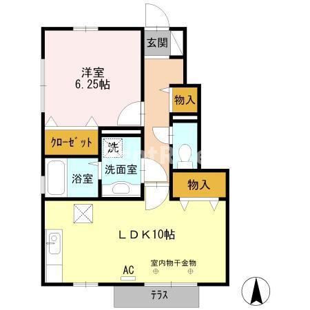 DEPATUREA棟(1LDK/1階)の間取り写真