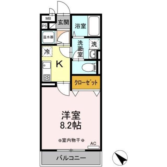 ライトリバー(1K/2階)の間取り写真