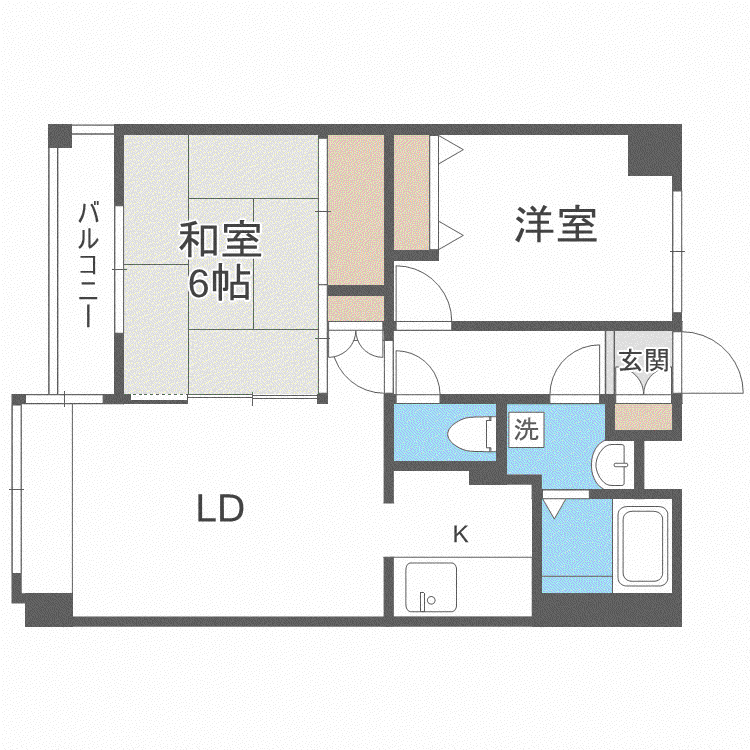 アスティオン上野幌(2LDK/1階)の間取り写真