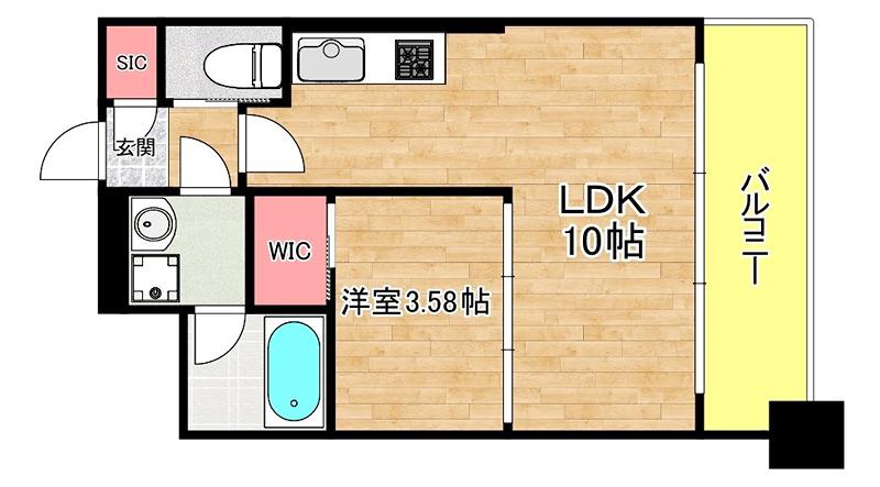 プレジオ弁天町EURO(1LDK/9階)の間取り写真