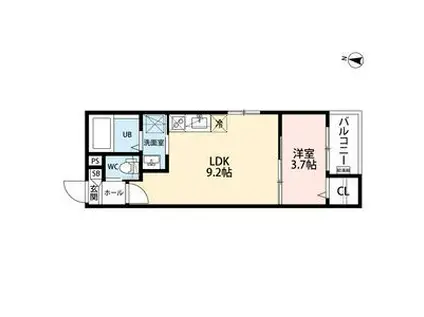 CRASTINE弥次ヱ町4丁目A棟クラスティ(1LDK/3階)の間取り写真