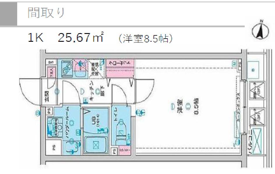 GENOVIA高円寺SKYGARDEN(1K/2階)の間取り写真