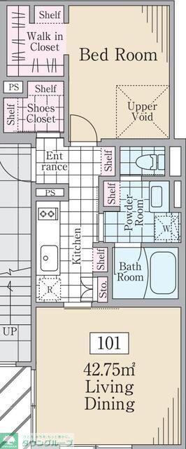 REVE RESIDENCE 三宿(1LDK/B1階)の間取り写真