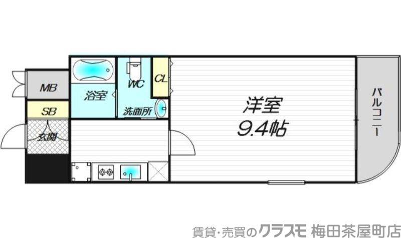 ヴィラタワー谷町(1K/5階)の間取り写真