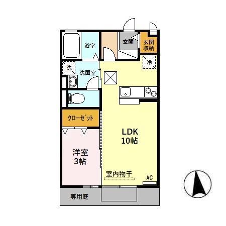 マノワール・K(1LDK/1階)の間取り写真