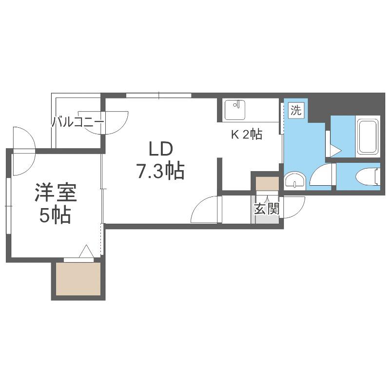 ゼスティ東札幌アネックス(1LDK/1階)の間取り写真