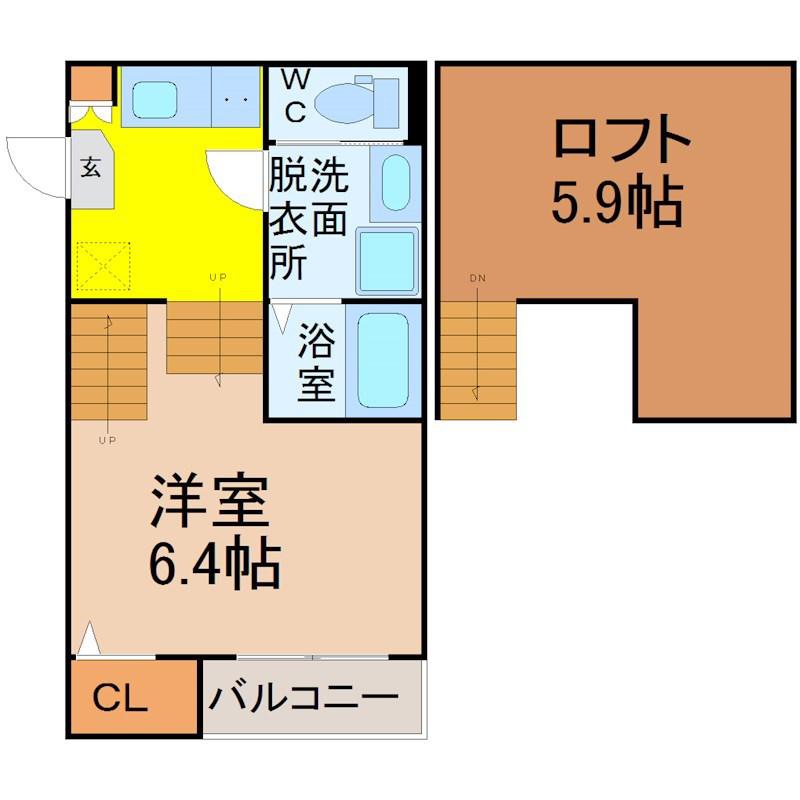LOFT15野並(1SK/2階)の間取り写真