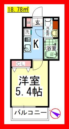 AF 相武台1丁目共同(1K/3階)の間取り写真