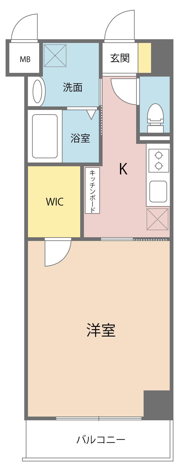 サングレース(1K/1階)の間取り写真