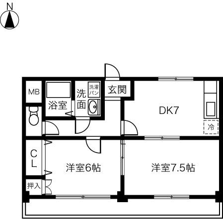 RESURGE23(2DK/3階)の間取り写真