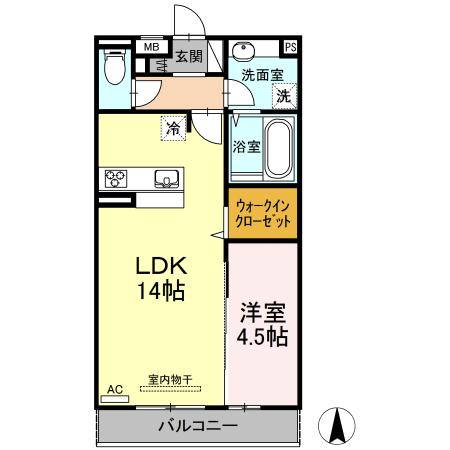 D-ROOMセレーノ(1LDK/3階)の間取り写真