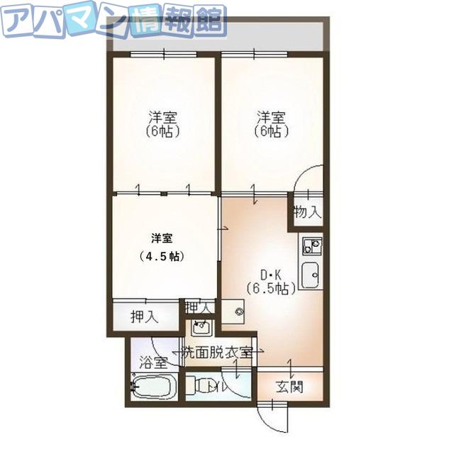 マンション福甚(3DK/4階)の間取り写真