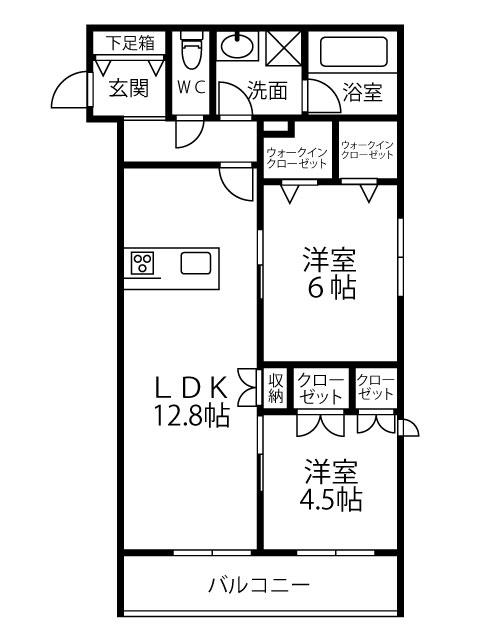 キルシュ ブリューテ 2(2LDK/4階)の間取り写真