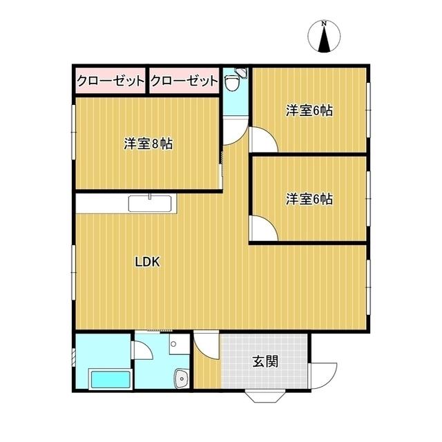カレント林田(3LDK/1階)の間取り写真