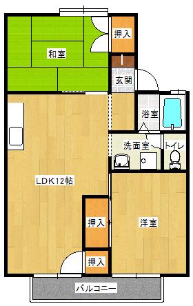 ビューラー花高松(2LDK/2階)の間取り写真