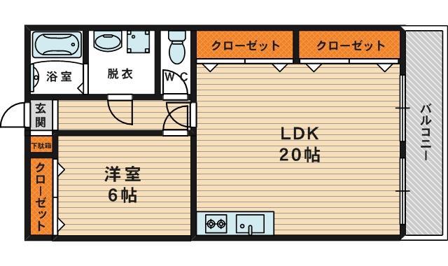 サンパーク共和(1LDK/4階)の間取り写真