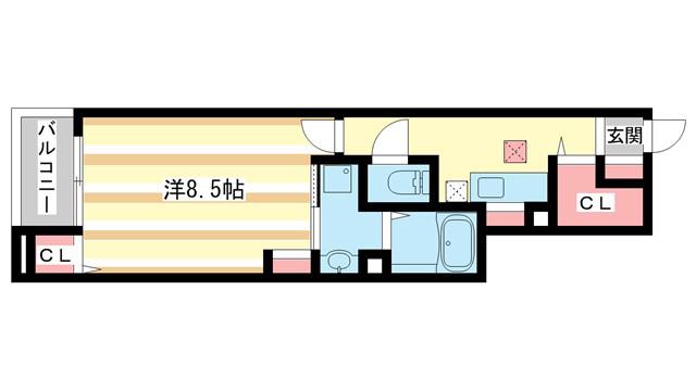 BELLE VILLE BーI(1K/1階)の間取り写真