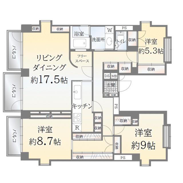 マナロコーポ(3LDK/6階)の間取り写真