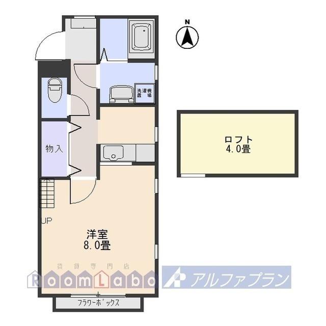 シャルムB棟(1K/2階)の間取り写真