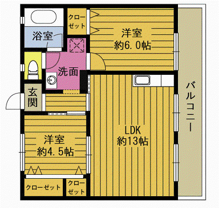 ラインハイム菊池(3DK/1階)の間取り写真