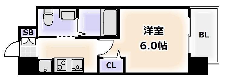 ラクラス阿倍野元町(1K/3階)の間取り写真